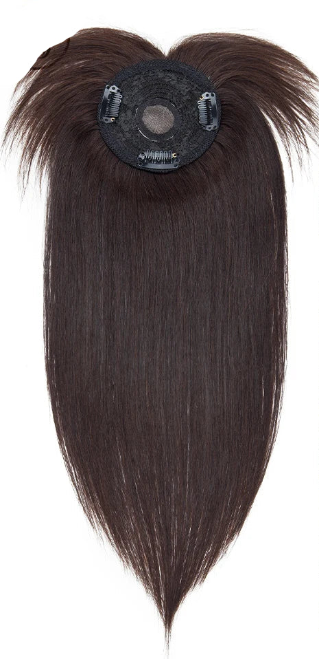 Premium Human Hair Topper with Bangs – 100% Real Hair, Straight, Natural Hairline