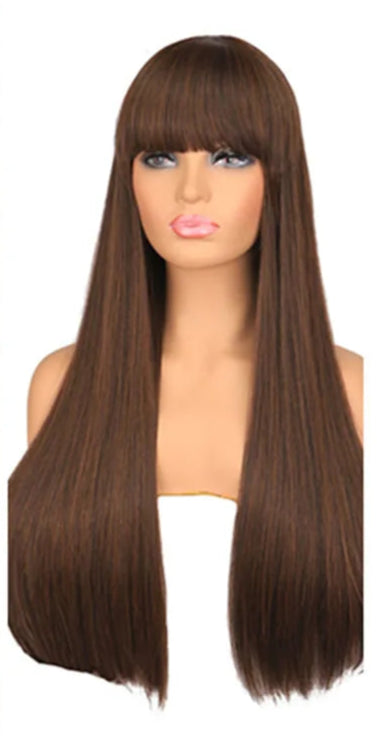 Long Straight Heat-Resistant Synthetic Wig – 150% Density for Daily Use