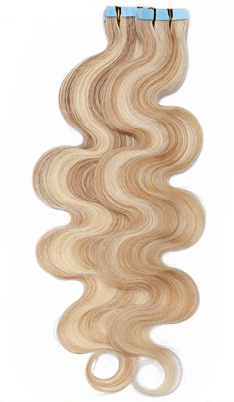 Premium Tape-In Hair Extensions | 100% Human Hair, Straight & Wavy, 18-22 Inches, Dyeable, 10-40 Pieces Pack