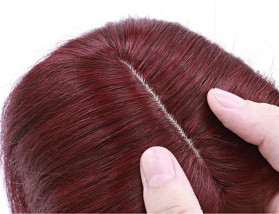 Silk Base Human Hair Toppers for Women – 100% Real Human Hair, Straight, Center-Parted, Multiple Lengths & Colors