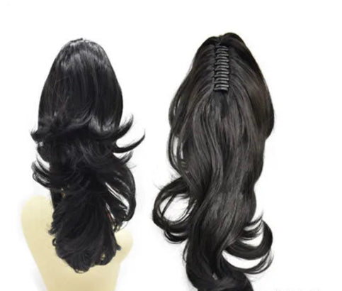 SE-224 Long Wavy Ponytail Extension – 22”/14” Claw Clip & Drawstring, Heat-Resistant