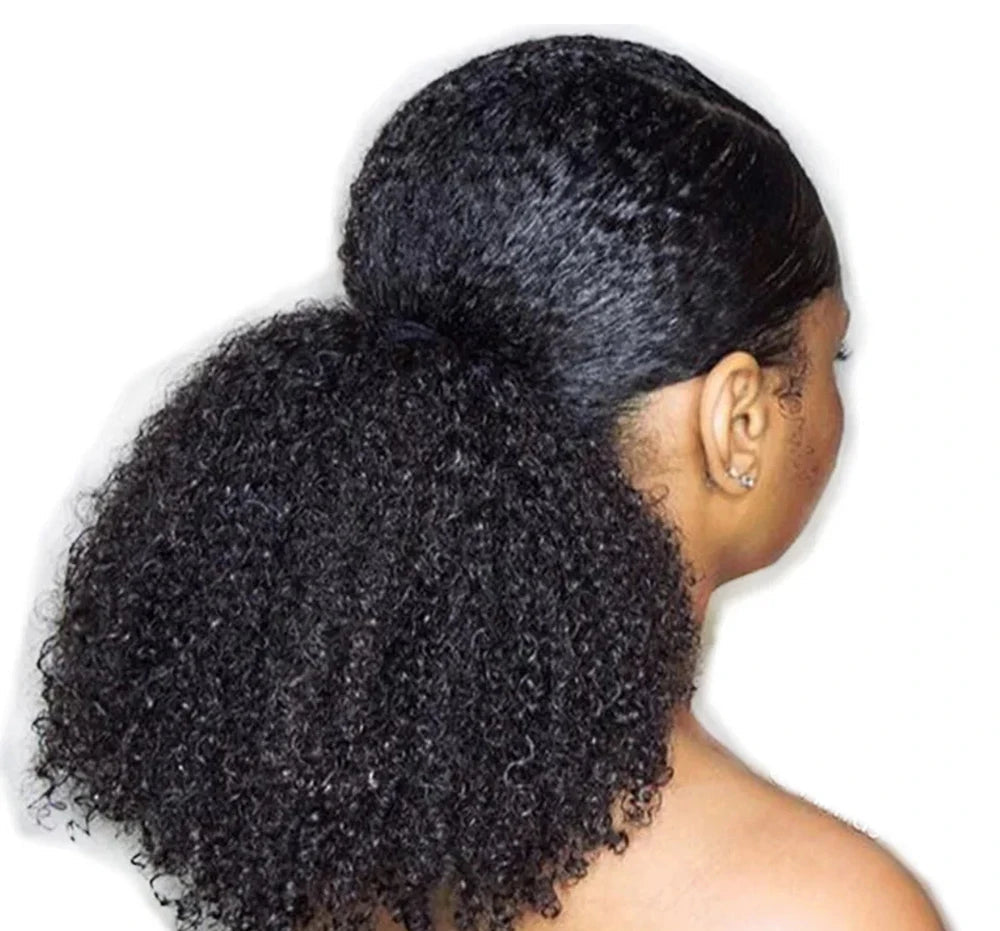 Afro Kinky Curly Clip-In Ponytail Extension – 150g, 100% Human Hair, Dye & Perm Safe