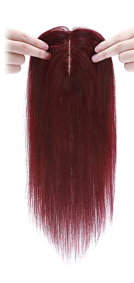 Silk Base Human Hair Toppers for Women – 100% Real Human Hair, Straight, Center-Parted, Multiple Lengths & Colors