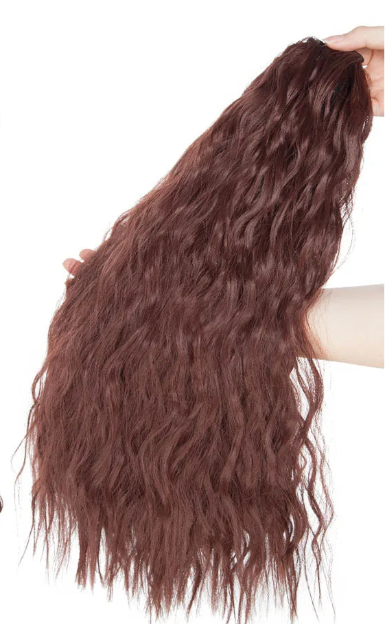 18-Inch Water Wave Clip-In Hair Extension – Premium Synthetic, Heat-Resistant, Pure Color