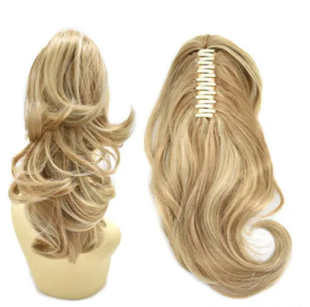 SE-224 Long Wavy Ponytail Extension – 22”/14” Claw Clip & Drawstring, Heat-Resistant