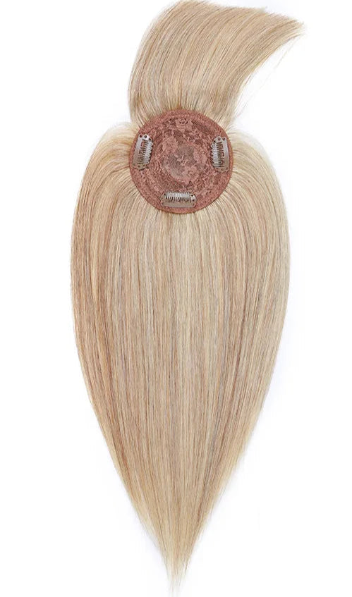 Premium Human Hair Topper with Bangs – 100% Real Hair, Straight, Natural Hairline