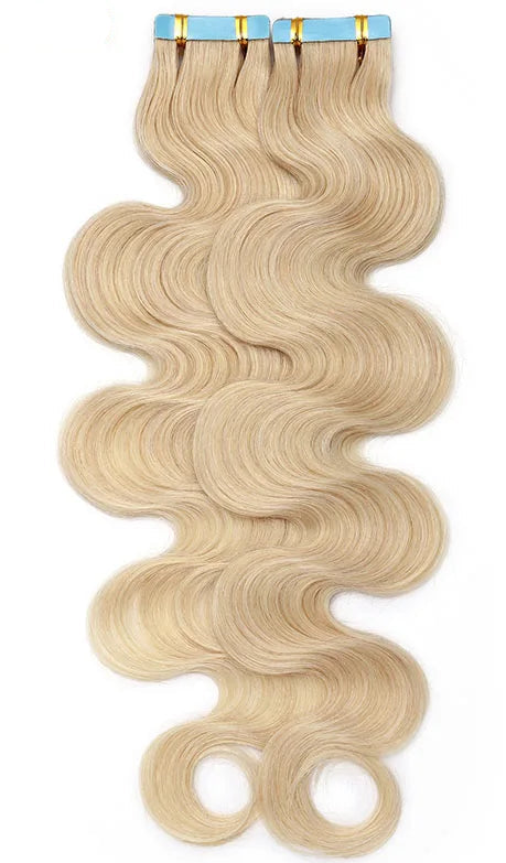 Premium Tape-In Hair Extensions | 100% Human Hair, Straight & Wavy, 18-22 Inches, Dyeable, 10-40 Pieces Pack