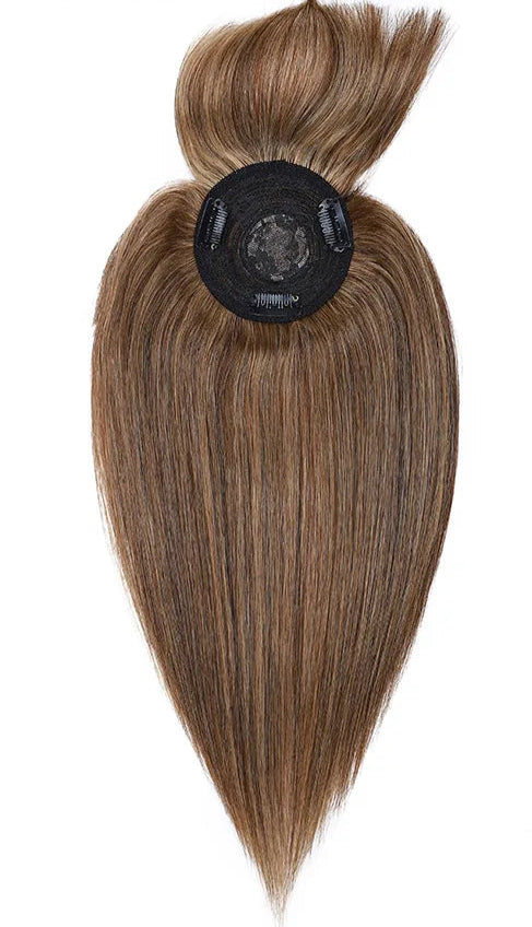 Premium Human Hair Topper with Bangs – 100% Real Hair, Straight, Natural Hairline