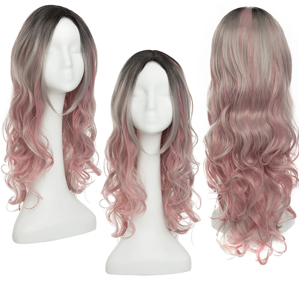 26'' Ombre Synthetic Cosplay Wig – Heat-Resistant Fiber, Long Wavy & Straight Options
