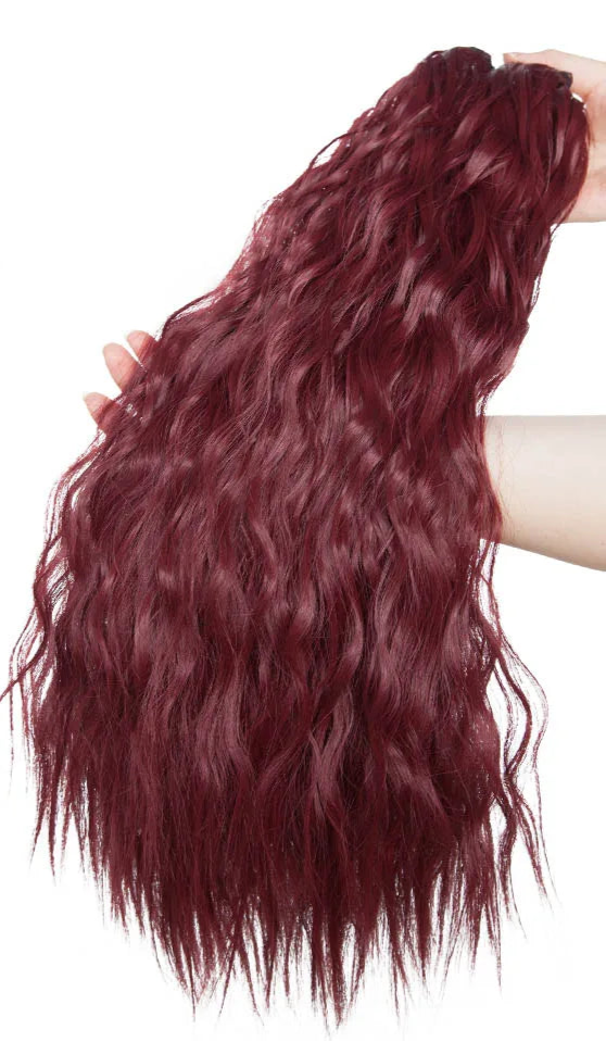 18-Inch Water Wave Clip-In Hair Extension – Premium Synthetic, Heat-Resistant, Pure Color
