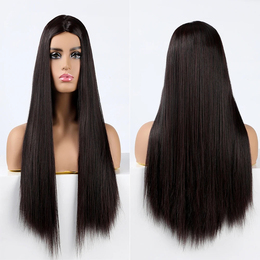 Long Straight Heat-Resistant Synthetic Wig – 150% Density for Daily Use