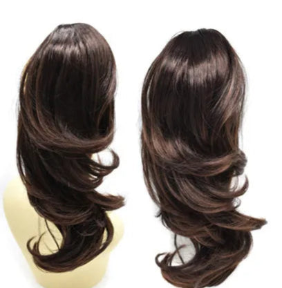 SE-224 Long Wavy Ponytail Extension – 22”/14” Claw Clip & Drawstring, Heat-Resistant