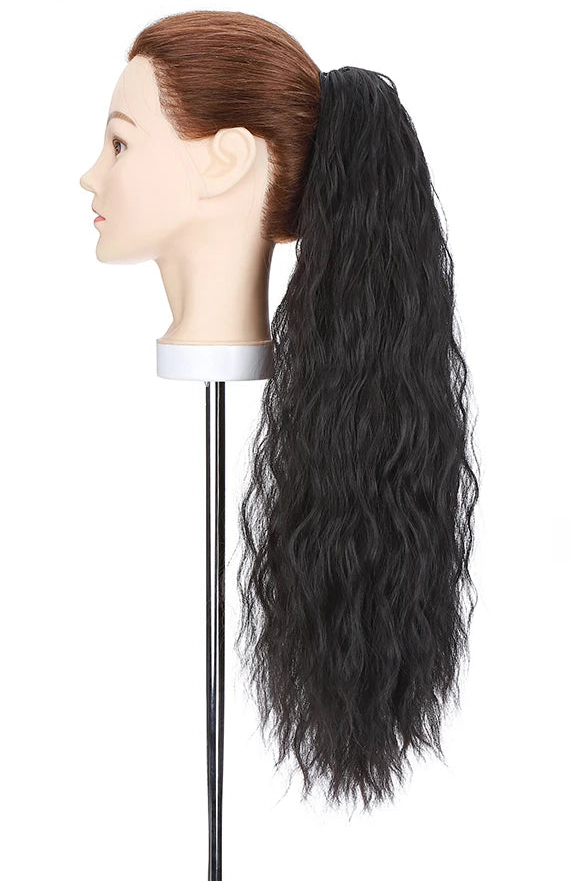 24-Inch Kinky Curly Claw Clip Ponytail – Synthetic Hair, High-Temperature Fiber, Multiple Colors