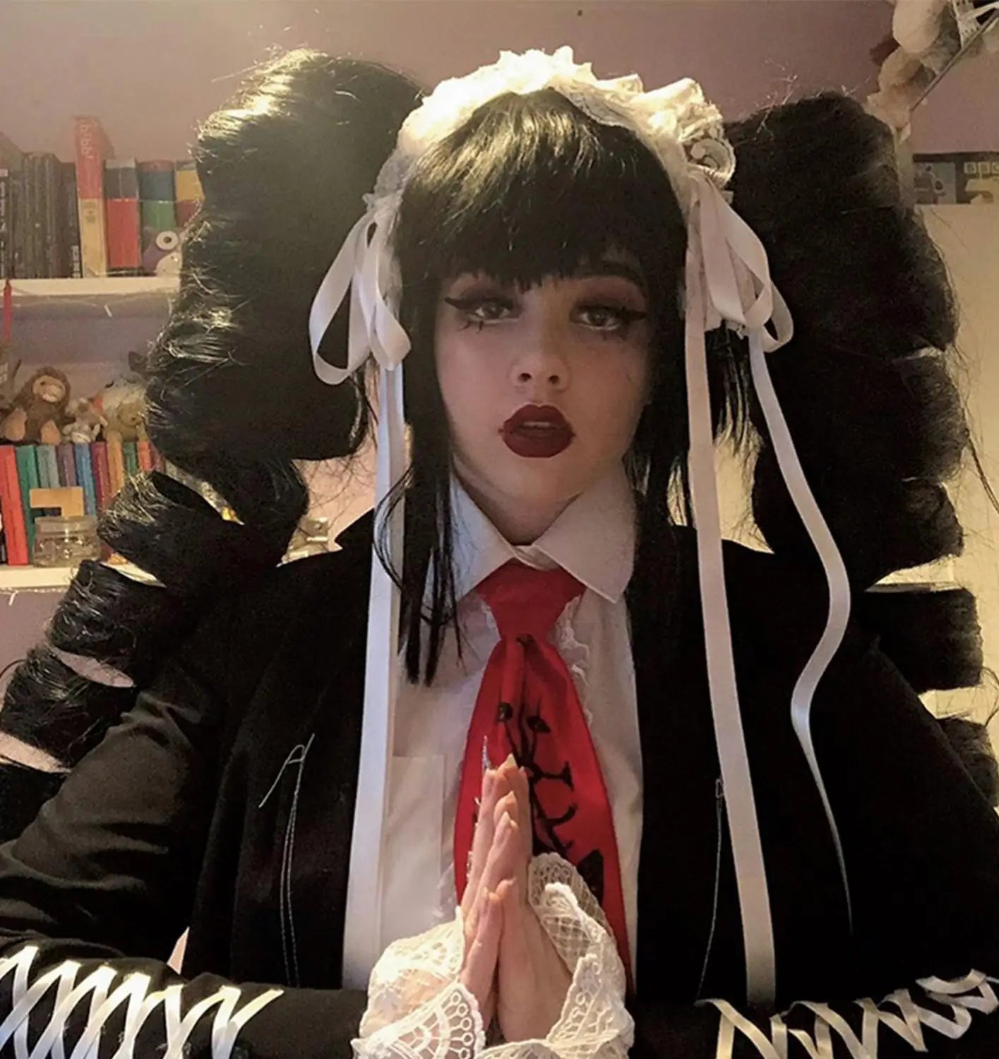ANOGOL Danganronpa Enoshima Junko Cosplay Wig – Long Pink Synthetic Wig with Adjustable Cap for Halloween & Anime Parties
