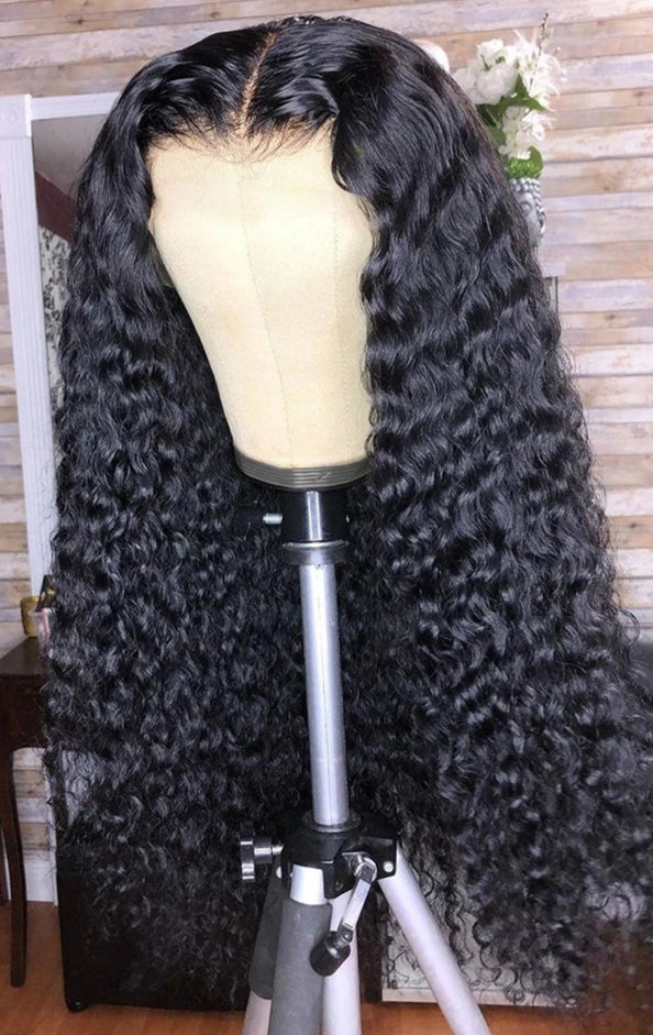 Long Curly 13x6 Lace Front Wig - 26+ Inch Water Wave, 250% Density, Pre-Plucked, HD Transparent Lace