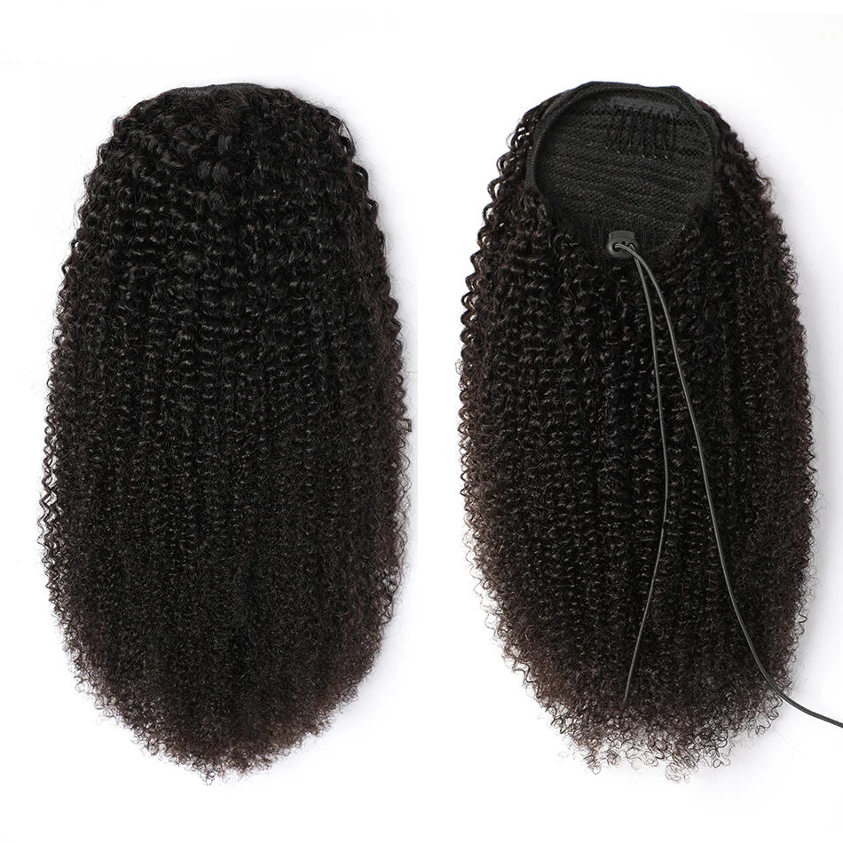 Afro Kinky Curly Human Hair Clip-In Ponytail – 100% Pure Mongolian Hair, Natural & Versatile
