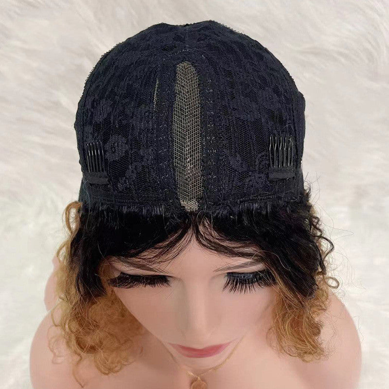 Hand-Knitted Real Human Hair Wig | 18-Inch Medium Long | Natural Look3