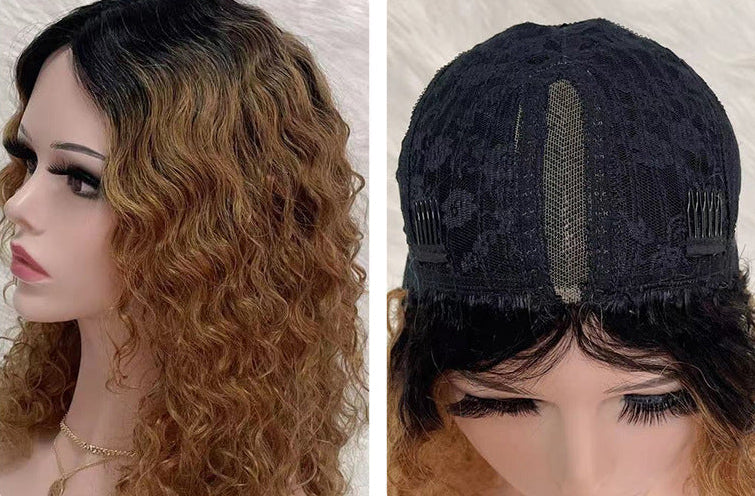 Hand-Knitted Real Human Hair Wig | 18-Inch Medium Long | Natural Look5