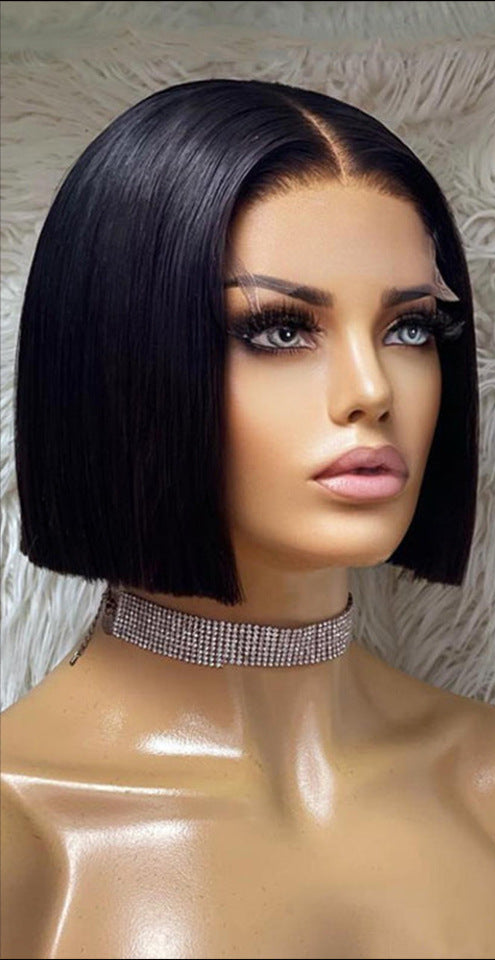 Hand-Woven Human Hair Wig – 8-Inch & 10-Inch Short Wig for Black Skin, Heat and Dye Friendly