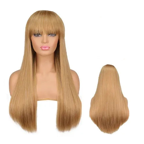 Long Straight Heat-Resistant Synthetic Wig – 150% Density for Daily Use