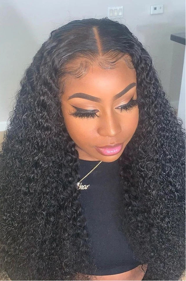 Long Curly 13x6 Lace Front Wig - 26+ Inch Water Wave, 250% Density, Pre-Plucked, HD Transparent Lace