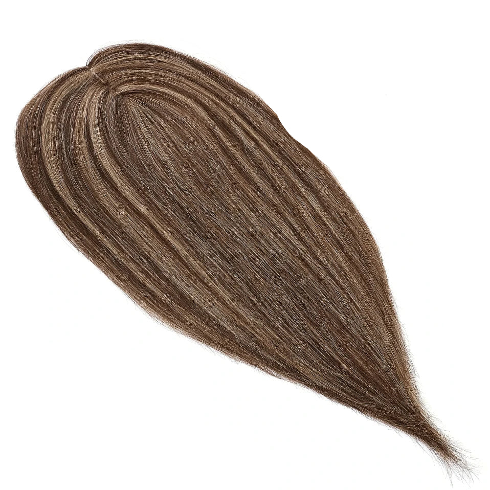 Silk Base Human Hair Toppers for Women – 100% Real Human Hair, Straight, Center-Parted, Multiple Lengths & Colors