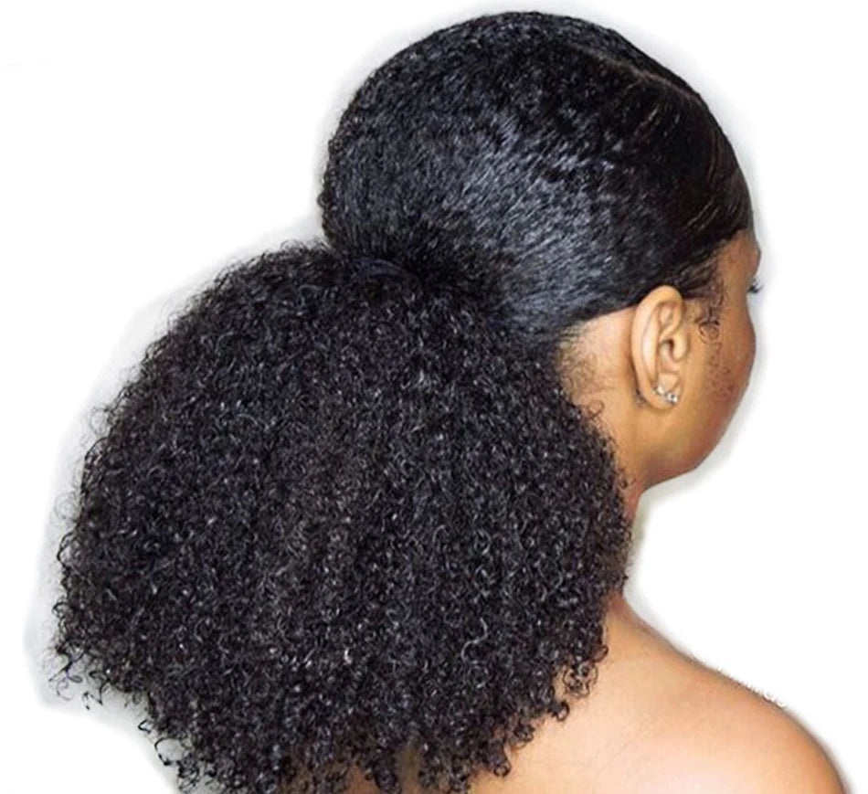 Afro Kinky Curly Human Hair Clip-In Ponytail – 100% Pure Mongolian Hair, Natural & Versatile