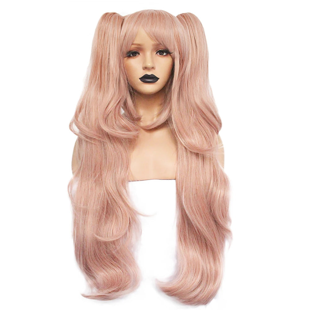 ANOGOL Danganronpa Enoshima Junko Cosplay Wig – Long Pink Synthetic Wig with Adjustable Cap for Halloween & Anime Parties