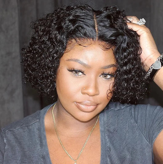 Short Curly Bob Wig – 100%  Hair, Lace Front 13x4, 4x4, 5x5 Closure
