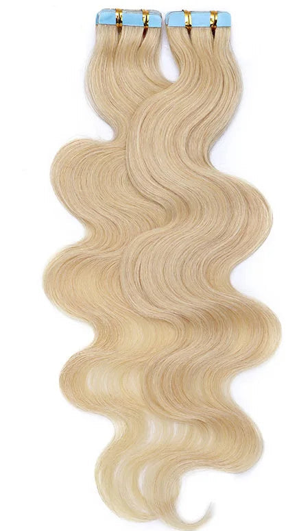 Premium Tape-In Hair Extensions | 100% Human Hair, Straight & Wavy, 18-22 Inches, Dyeable, 10-40 Pieces Pack