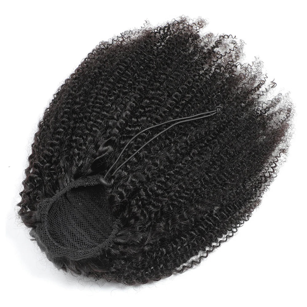 Afro Kinky Curly Clip-In Ponytail Extension – 150g, 100% Human Hair, Dye & Perm Safe