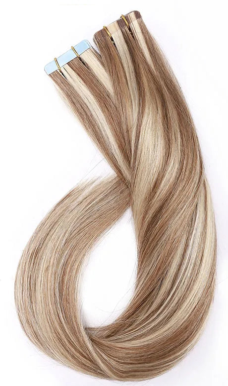 Premium Tape-In Hair Extensions | 100% Human Hair, Straight & Wavy, 18-22 Inches, Dyeable, 10-40 Pieces Pack