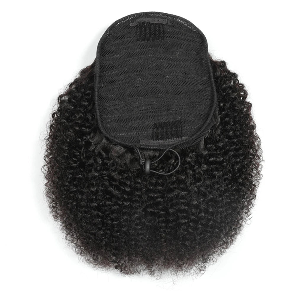 Afro Kinky Curly Clip-In Ponytail Extension – 150g, 100% Human Hair, Dye & Perm Safe