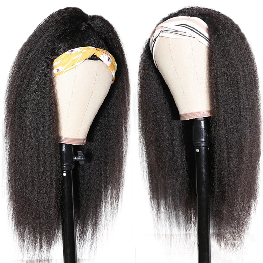Headband Kinky Straight Wig – 100% Human Hair, No Shedding, Dyeable, 8-26 Inches, Natural 1B Color4