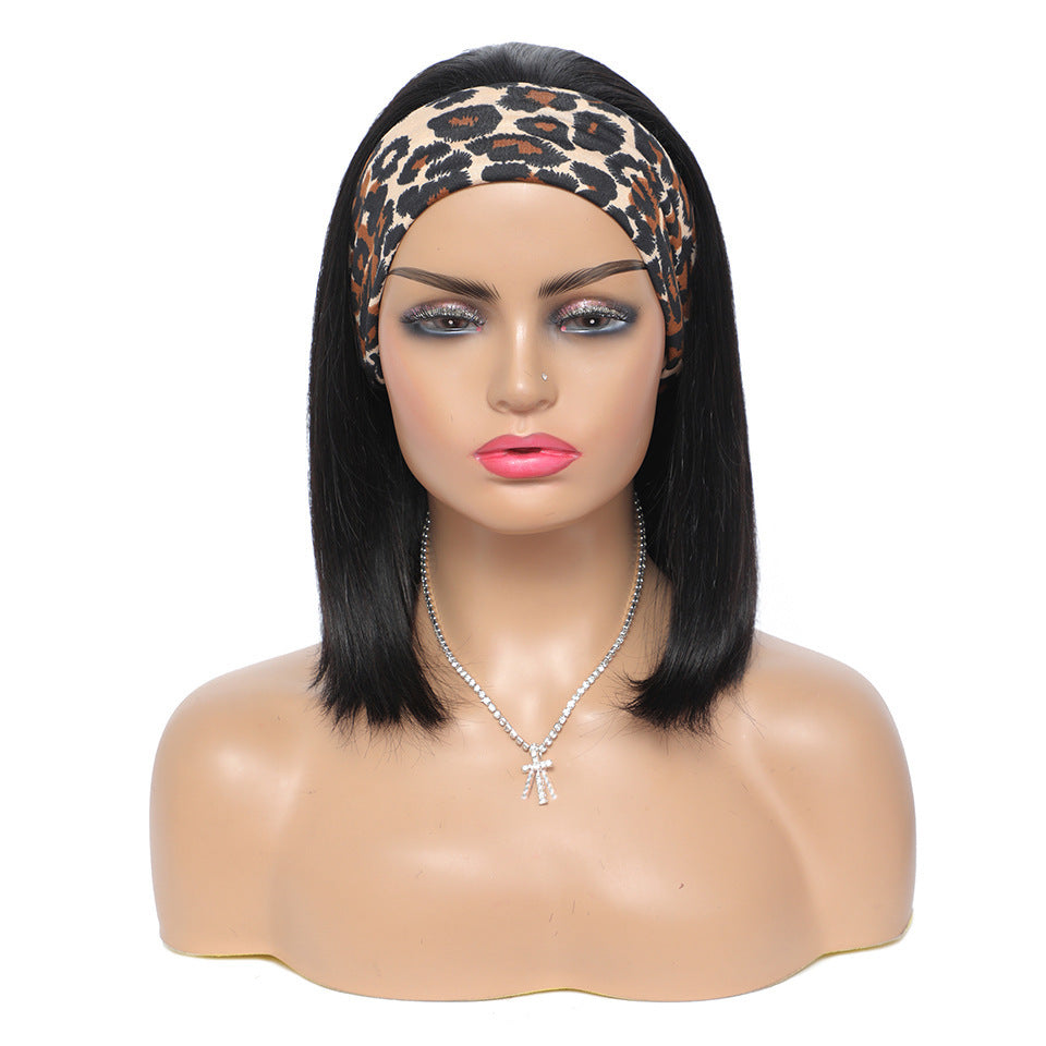 Headband Straight Bob Wig – 100% Human Hair, 1B Natural Color, 8-14 Inches, 150% Density3