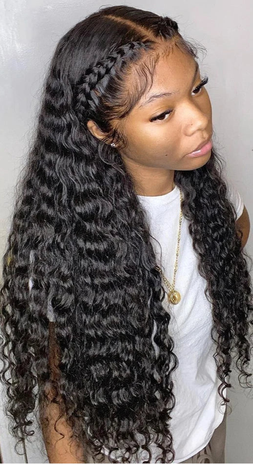 Long Curly 13x6 Lace Front Wig - 26+ Inch Water Wave, 250% Density, Pre-Plucked, HD Transparent Lace