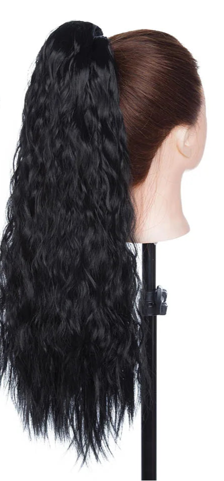 18-Inch Water Wave Clip-In Hair Extension – Premium Synthetic, Heat-Resistant, Pure Color