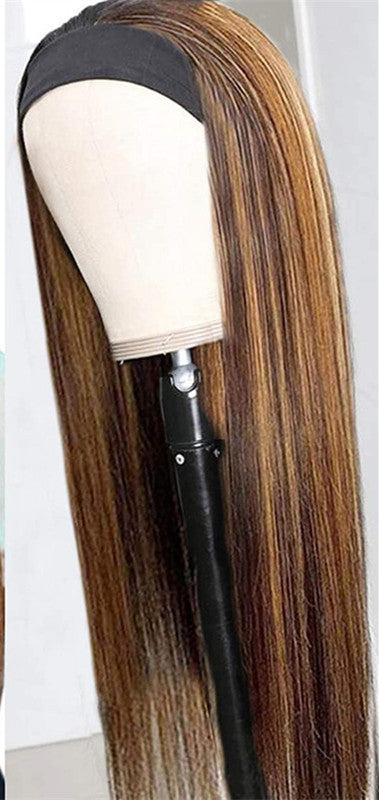 Highlight Color Straight Headband Wig – Real Human Hair, Medium & Long Length, Dyeable & Ironable, Fits All Skin Tones & Face Shapes1