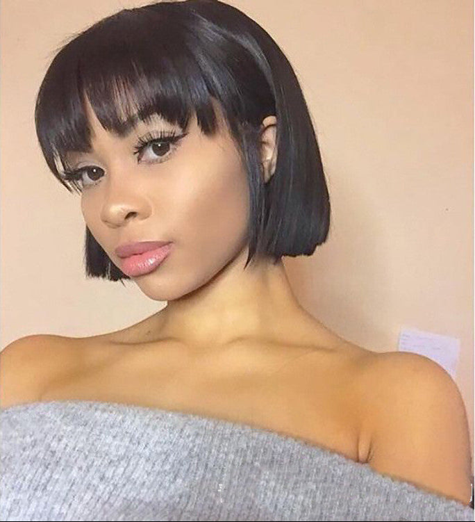 Human Hair Semi Woven Bob Head Front Lace Wig – Natural Style, Hot Dyeable, Smooth & Soft, Available in Multiple Lengths3