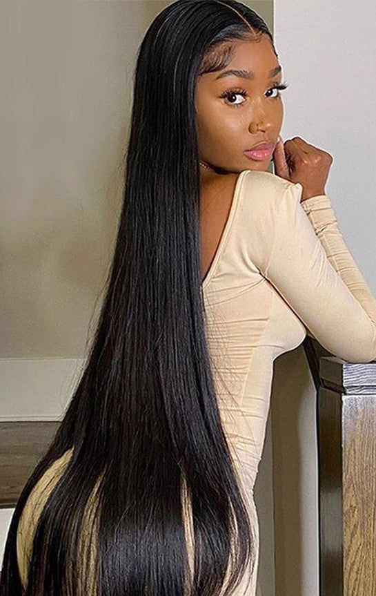 Lifelike Long Straight Hair Wig - Half Hand-Woven, Heat-Dyeable, High-Temperature Fiber