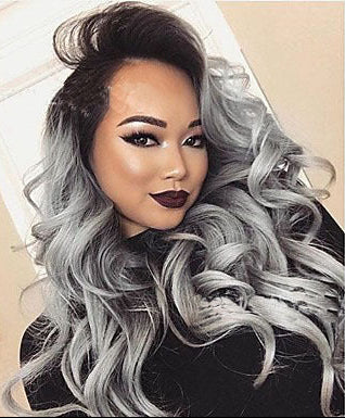 Long Curly Hair Wig with Middle Bangs – High-Temperature Resistant Synthetic Wig