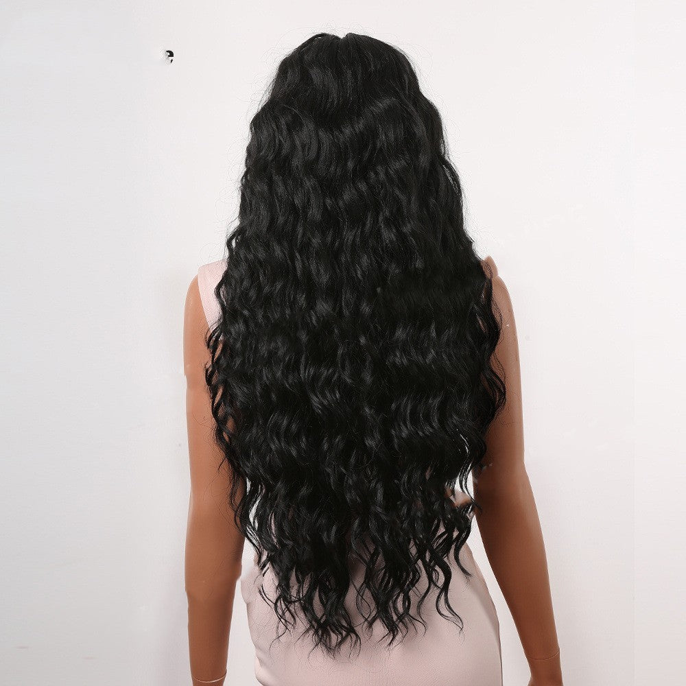 Long Curly Middle-Part Wig – High-Temperature Silk for Women