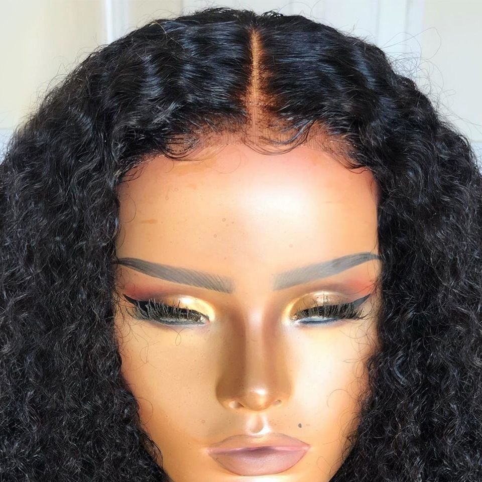 Long Kinky Curly Lace Front Wig – High Temperature Wire, Fluffy & Sweet Style, Black, 16-26 Inches