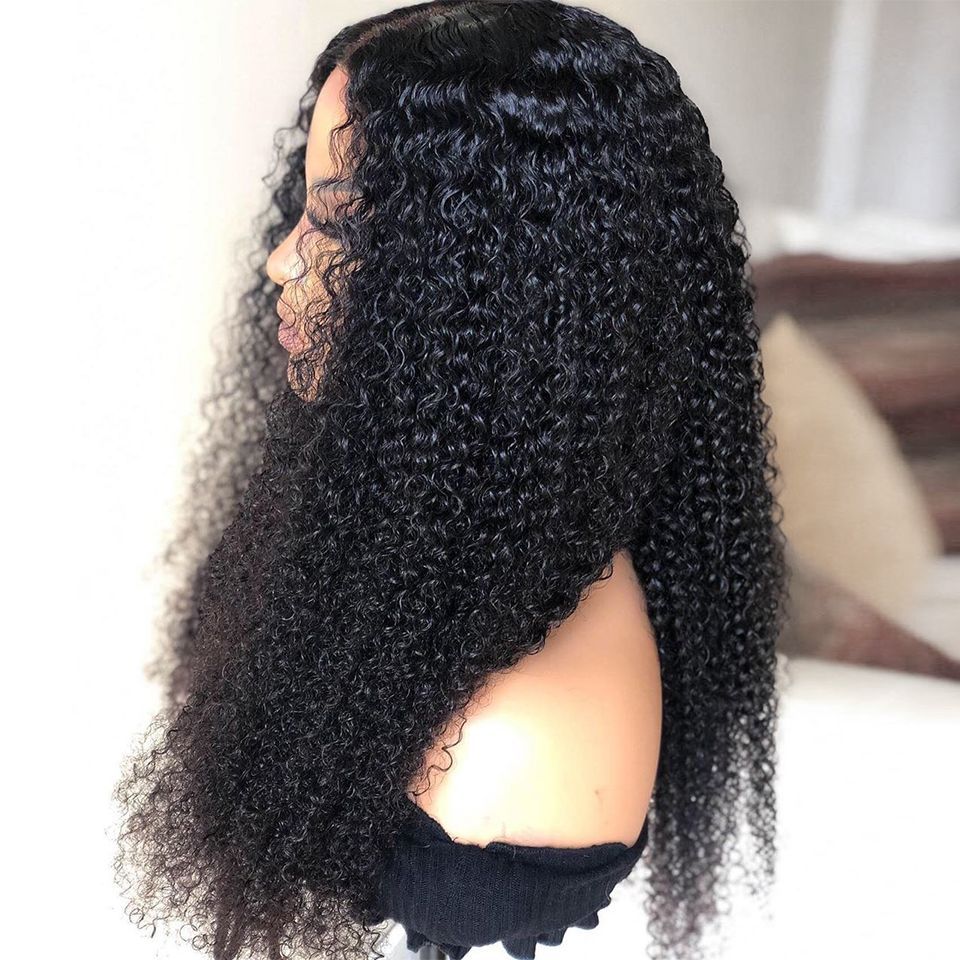 Long Kinky Curly Lace Front Wig – High Temperature Wire, Fluffy & Sweet Style, Black, 16-26 Inches