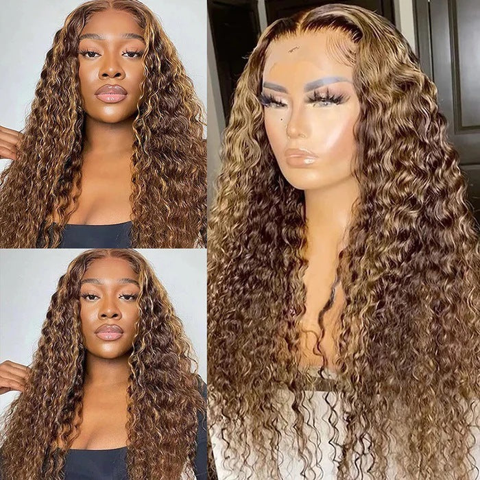Luxurious P427 Water Wave Lace Front Wig - Human Hair with Highlights, Available in Multiple Lengths3