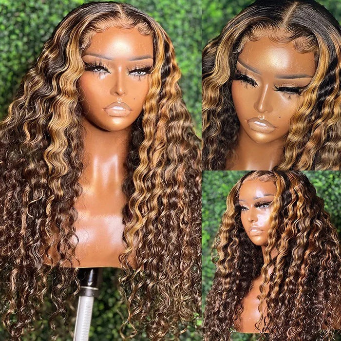 Luxurious P427 Water Wave Lace Front Wig - Human Hair with Highlights, Available in Multiple Lengths4