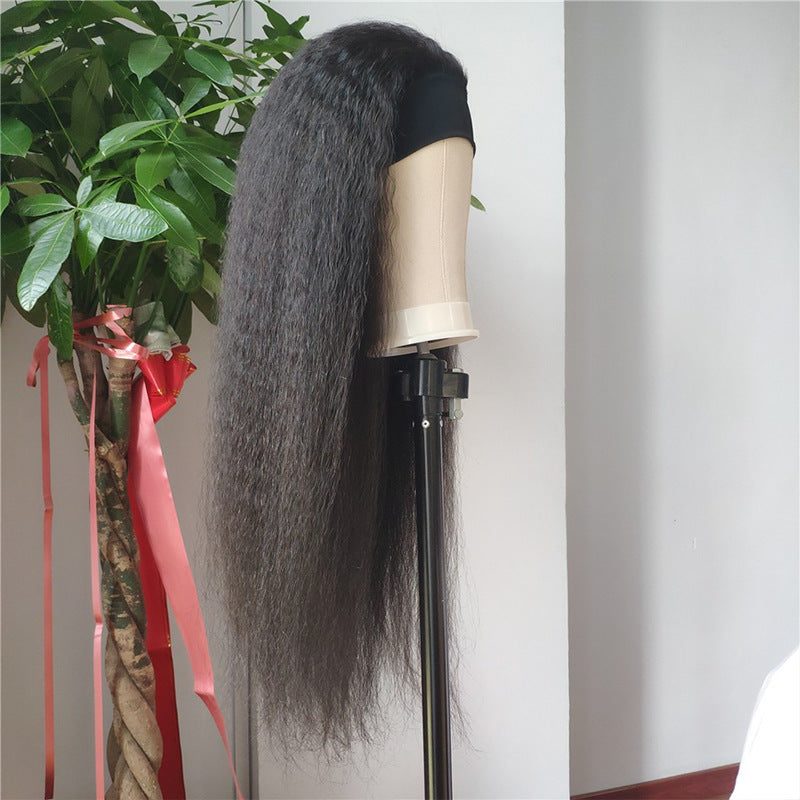 Luxurious Real Hair Ice Silk Headband Wig | Medium-Long Yaki Upside Down Style3