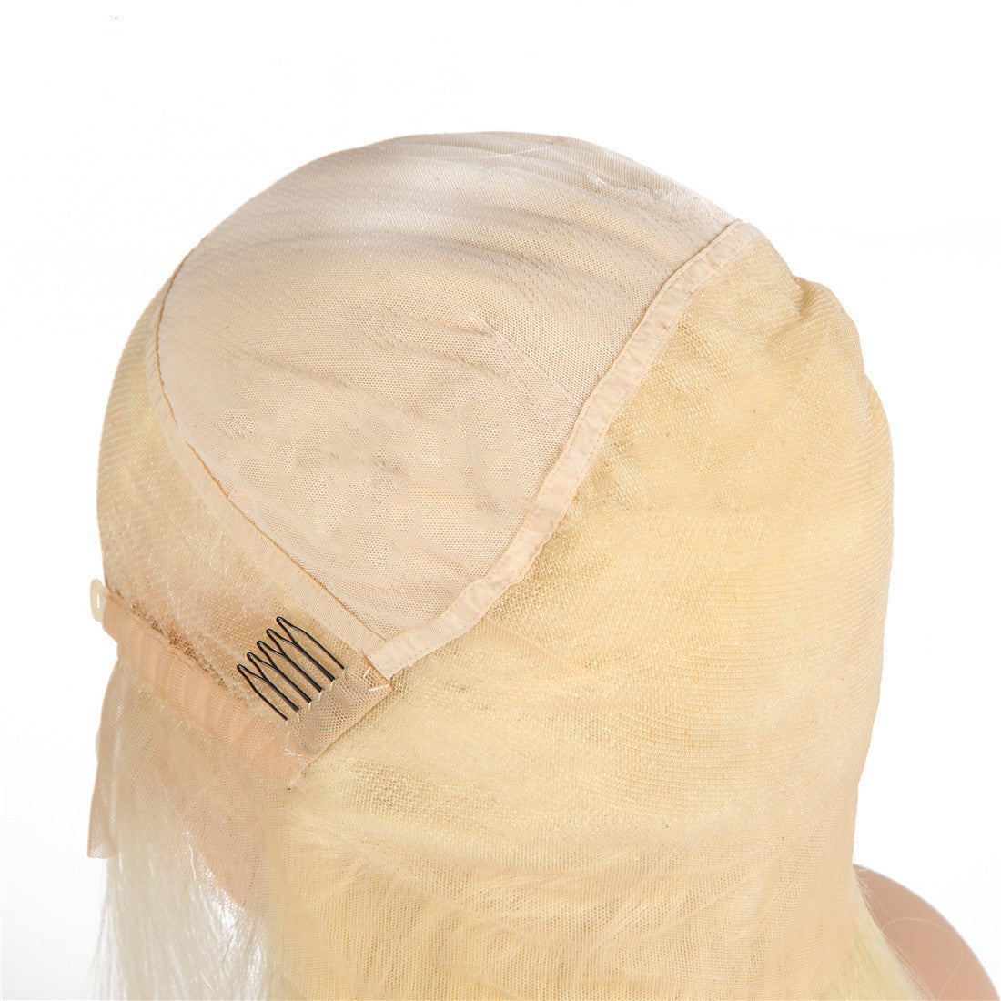 Luxurious Semi-Lace Real Hair Wig in Blonde - Versatile Medium and Long Lengths3