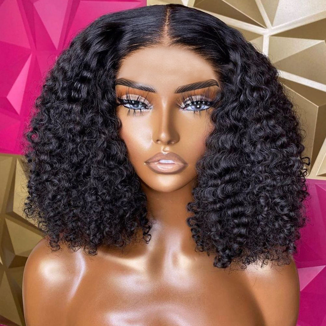 Luxurious Short Bob Human Hair Wig – Swiss Lace, Transparent Lace, Various Densities Available3