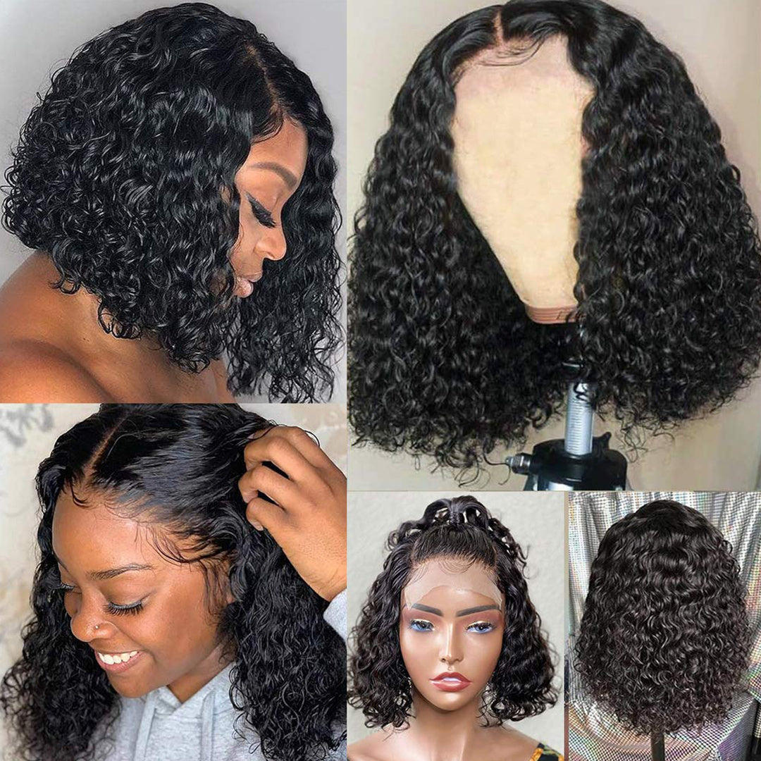 Luxurious Short Bob Human Hair Wig – Swiss Lace, Transparent Lace, Various Densities Available5